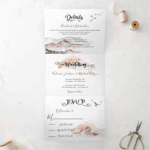 Invitation Trois Volets Mariage de montagne chaud
