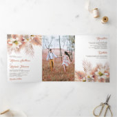 Invitation Trois Volets Mariage de Pampas à la palme de palme à fleurs bla (Intérieur)