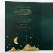 Invitation Trois Volets Mariage de phase de la lune Crescent Or Émeraude C (Intérieur en premier)
