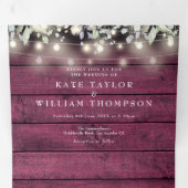 Invitation Trois Volets Mariage de photo en bois rouge (Intérieur en premier)