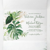 Invitation Trois Volets Mariage de plage Feuille tropicale (Intérieur au milieu)