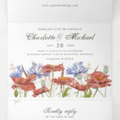 Invitation Trois Volets mariage de prairie fleur sauvage aquarelle (Intérieur au milieu)