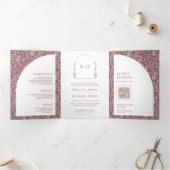 Invitation Trois Volets Mariage de Rose Dusty Arch en feuille d'art minima (Intérieur)