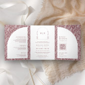 Invitation Trois Volets Mariage de Rose Dusty Arch en feuille d'art minima