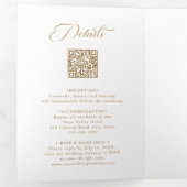 Invitation Trois Volets Mariage de script de charme élégant Gold & White (Intérieur en premier)