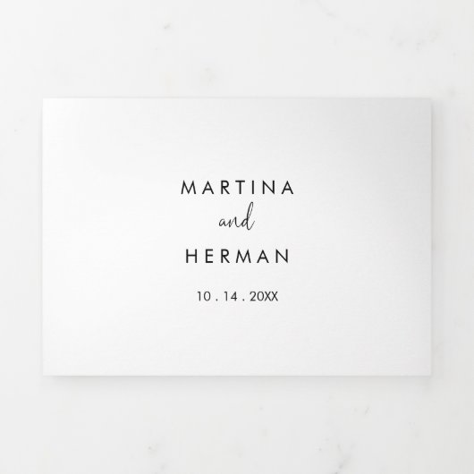 Invitation Trois Volets Mariage de script élégant de calligraphie (Page de couverture)