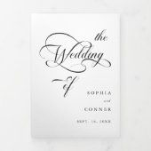 Invitation Trois Volets Mariage de script élégant et élégant noir et blanc (Page de couverture)