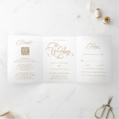 Invitation Trois Volets Mariage de script élégant Gold Delicate (Intérieur)