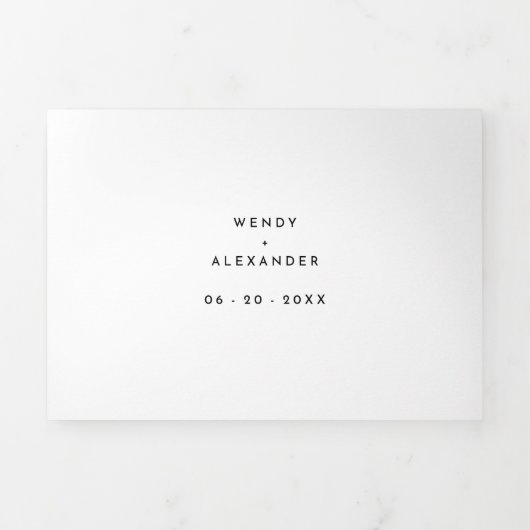 Invitation Trois Volets Mariage de script moderne tout en un (Page de couverture)