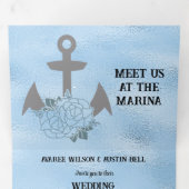 Invitation Trois Volets Mariage de style marina bleu cristal   (Intérieur en premier)