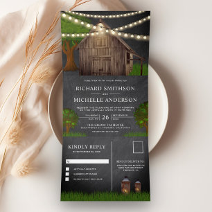 Invitation Trois Volets Mariage de tableau de bord Rustique de chaîne de f