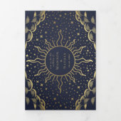 Invitation Trois Volets Mariage de Tarot Elegant Gold et Navy (Page de couverture)