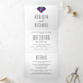 Invitation Trois Volets mariage de typographie géométrique Abstraite (Intérieur)