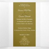 Invitation Trois Volets Mariage d'élégance dorée (Intérieur au milieu)