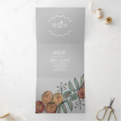 Invitation Trois Volets Mariage d'encre botanique moderne Carnation Floral (Intérieur)