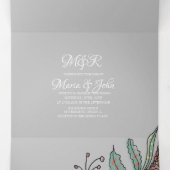Invitation Trois Volets Mariage d'encre botanique moderne Carnation Floral (Intérieur au milieu)