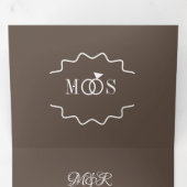 Invitation Trois Volets Mariage d'encre botanique moderne Carnation Floral (Intérieur en premier)