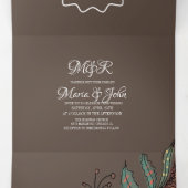 Invitation Trois Volets Mariage d'encre botanique moderne Carnation Floral (Intérieur au milieu)
