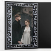 Invitation Trois Volets Mariage d'épée d'argent médiéval noir (Intérieur en premier)