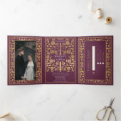 Invitation Trois Volets Mariage d'épée médiévale Mauve (Intérieur)