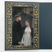 Invitation Trois Volets Mariage d'épée médiévale royale gris (Intérieur en premier)