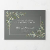 Invitation Trois Volets Mariage des repas verts de l'Eucalyptus Sage Botan (Page de couverture)