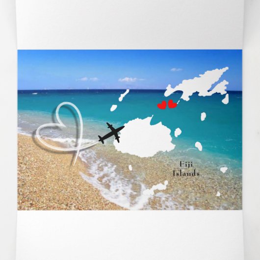 Invitation Trois Volets Mariage Destination Fidji (Intérieur au milieu)