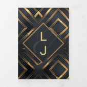 Invitation Trois Volets Mariage d'or moderne de minuit (Page de couverture)