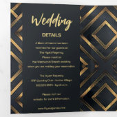 Invitation Trois Volets Mariage d'or moderne de minuit (Intérieur en premier)