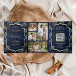 Invitation Trois Volets Mariage du code QR de la Marine Blue Peacock Feath<br><div class="desc">Éblouissez vos invités avec ce thème paon élégant tout en une invitation de mariage avec une belle plumes motif et typographie moderne avec QR Code pour RSVP en ligne. Ajoutez simplement les détails de votre événement sur ce modèle facile à utiliser et ornez cette carte avec vos photos préférées pour...</div>