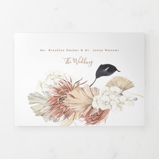 Invitation Trois Volets Mariage du désert Pampas Boho (Page de couverture)