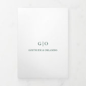 Invitation Trois Volets Mariage élégant classique Emerald Green (Page de couverture)