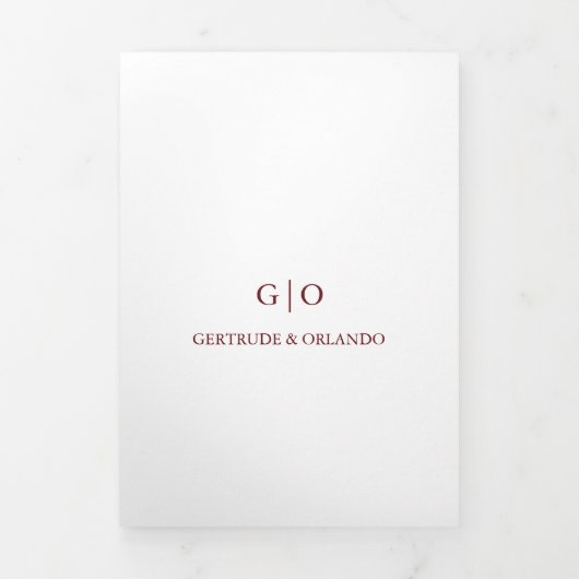 Invitation Trois Volets Mariage élégant classique en Bourgogne (Page de couverture)