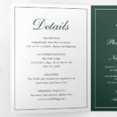 Invitation Trois Volets Mariage Élégant Classique Vert Forêt (Intérieur en premier)