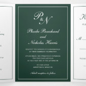 Invitation Trois Volets Mariage Élégant Classique Vert Forêt (Intérieur au milieu)