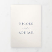 Invitation Trois Volets Mariage élégant code QR bleu marine classique (Page de couverture)