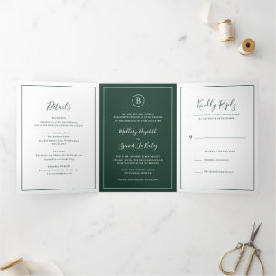 Invitation Trois Volets Mariage élégant dans la forêt traditionnelle