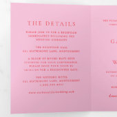 Invitation Trois Volets Mariage élégant et classique rose et rouge (Intérieur en premier)