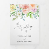 Invitation Trois Volets Mariage élégant et floral moderne Peach (Page de couverture)