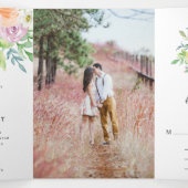 Invitation Trois Volets Mariage élégant et floral moderne Peach (Intérieur au milieu)