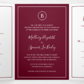 Invitation Trois Volets Mariage élégant et traditionnel de Bourgogne (Intérieur au milieu)