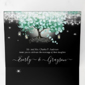 Invitation Trois Volets Mariage Élégant Feuille de Cœur Vert Menthe (Intérieur en premier)