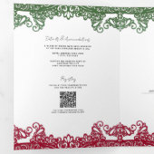 Invitation Trois Volets Mariage Élégant Fiesta Vert et Rouge (Intérieur en premier)
