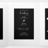 Invitation Trois Volets Mariage Élégant Minimaliste Moderne Noir Blanc Or (Intérieur au milieu)