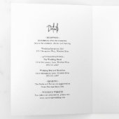 Invitation Trois Volets Mariage élégant noir et blanc intemporel (Intérieur en premier)