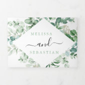 Invitation Trois Volets mariage élégant vert eucalyptus triptyque invitati (Page de couverture)