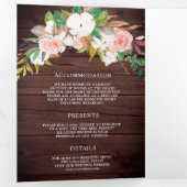 Invitation Trois Volets Mariage en bois de coton rose pâle Magnolia (Intérieur en premier)