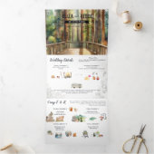 Invitation Trois Volets Mariage en Forêt de Séquoias Rustique (Intérieur)