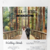 Invitation Trois Volets Mariage en Forêt de Séquoias Rustique (Intérieur en premier)