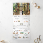 Invitation Trois Volets Mariage en Forêt de Séquoias Rustique (Intérieur)